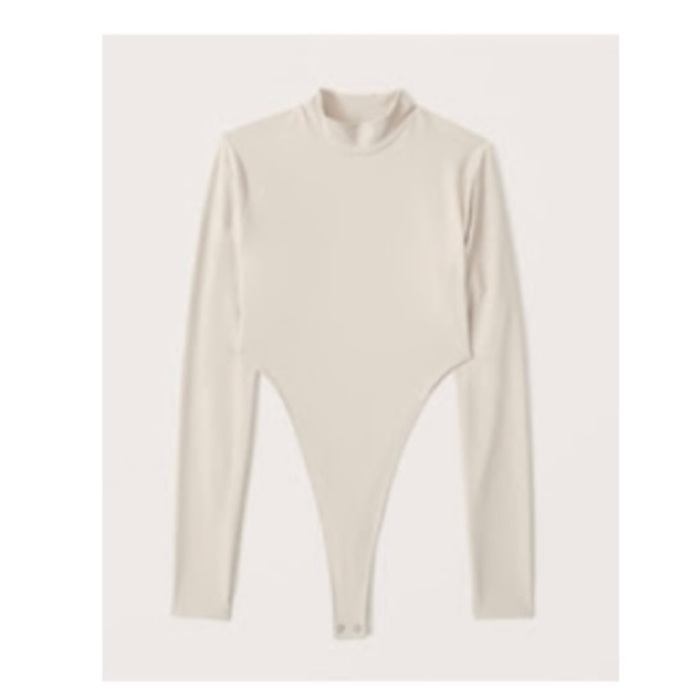 Abercrombie and Fitch Seamless Mock Neck Bodysuit, Tan and in a Size Small NWT